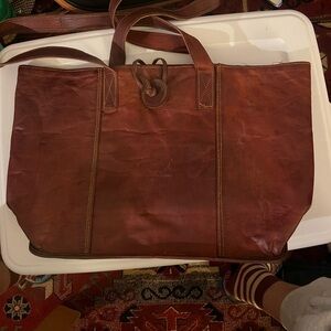 Vintage Brown Leather Tote Bag